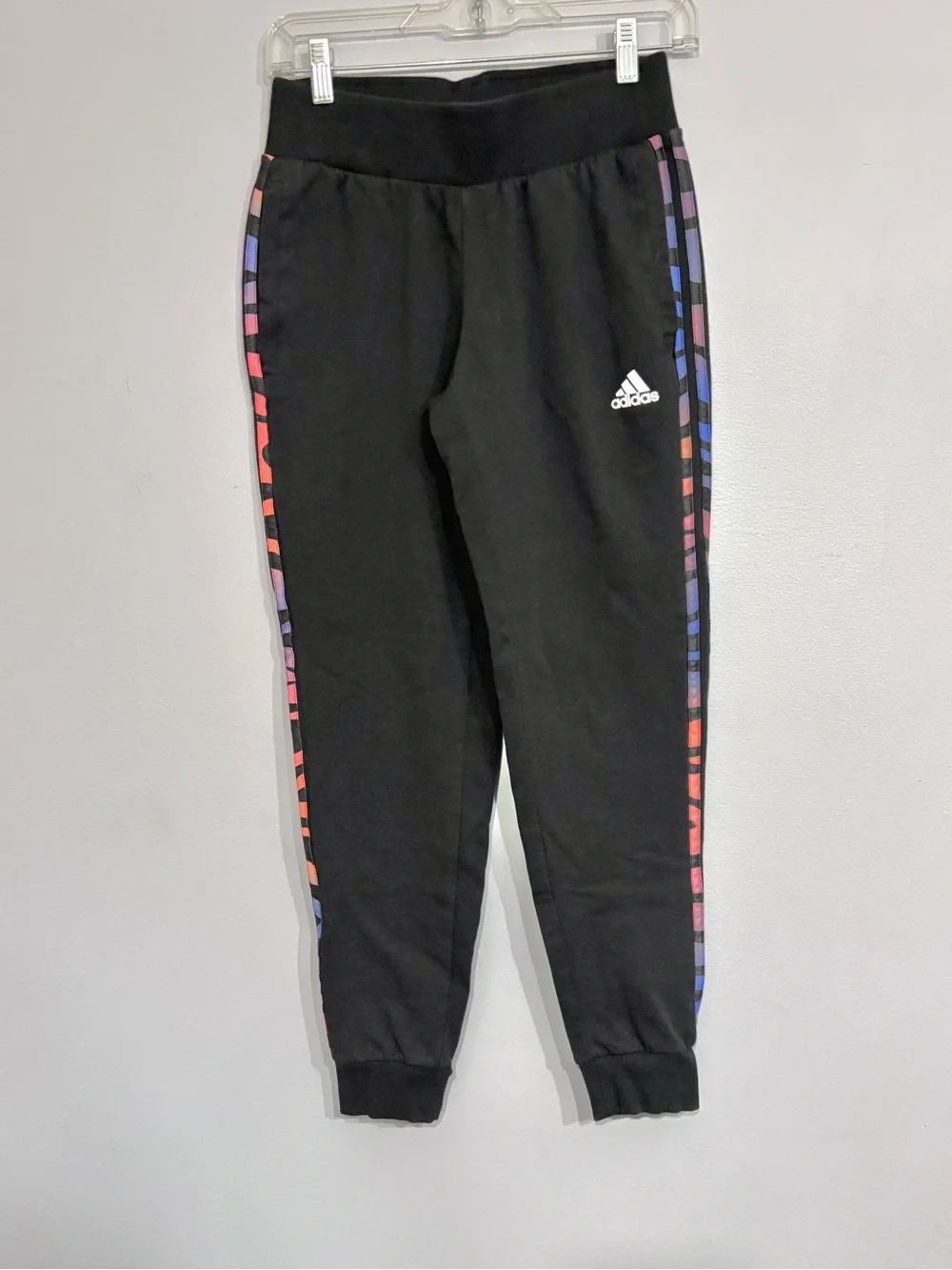 adidas Black Jogger Orange Ombré Side panels Sweatpants Women’s Size XS